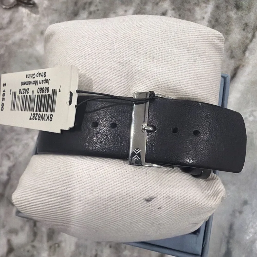 SKAGEN Hagen Mens Rectangular Casual Watch, Black Dial, Black Leather Band